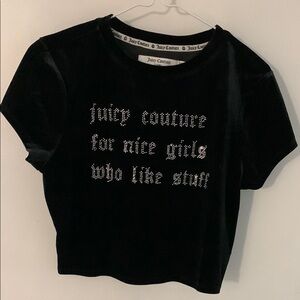 Juicy Couture Black woman’s crop top velour NWT size Small